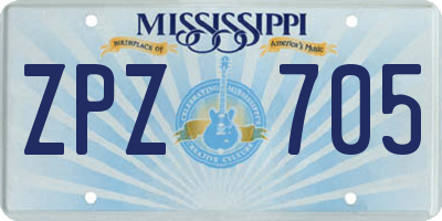 MS license plate ZPZ705