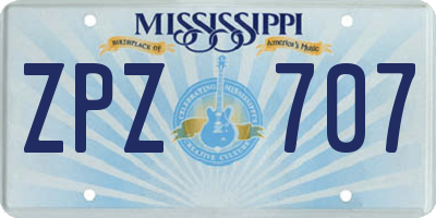 MS license plate ZPZ707