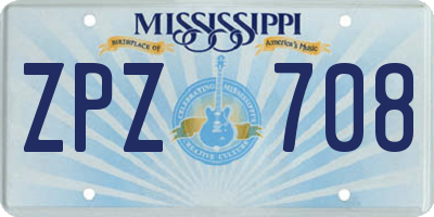 MS license plate ZPZ708