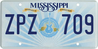 MS license plate ZPZ709