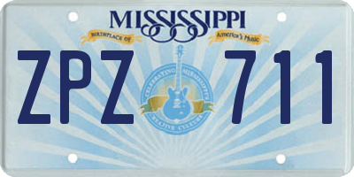 MS license plate ZPZ711