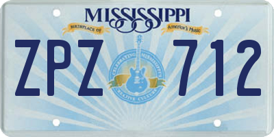 MS license plate ZPZ712