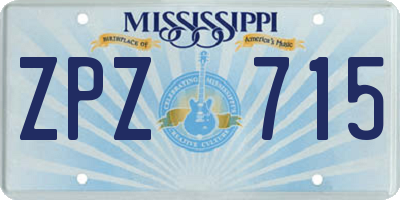 MS license plate ZPZ715