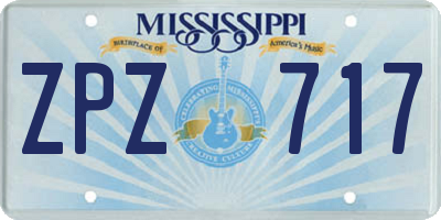 MS license plate ZPZ717