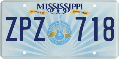 MS license plate ZPZ718