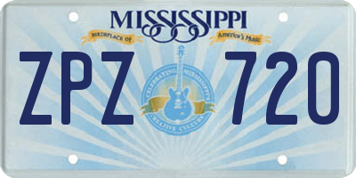 MS license plate ZPZ720