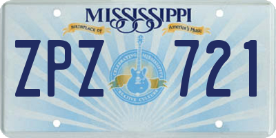 MS license plate ZPZ721