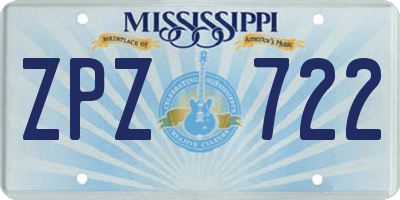 MS license plate ZPZ722