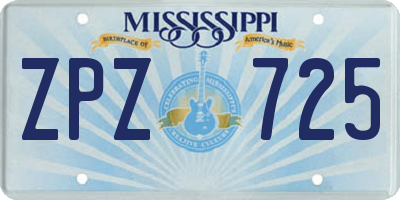 MS license plate ZPZ725
