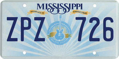 MS license plate ZPZ726