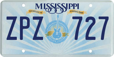 MS license plate ZPZ727