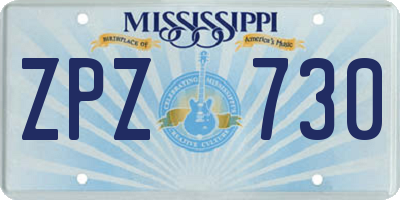 MS license plate ZPZ730