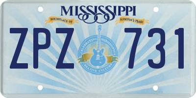 MS license plate ZPZ731
