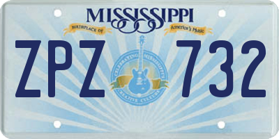 MS license plate ZPZ732
