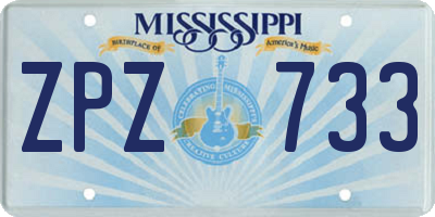 MS license plate ZPZ733