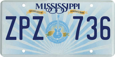 MS license plate ZPZ736