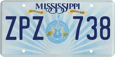 MS license plate ZPZ738