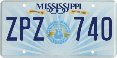 MS license plate ZPZ740