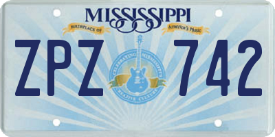 MS license plate ZPZ742