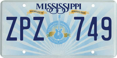 MS license plate ZPZ749