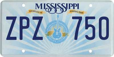 MS license plate ZPZ750