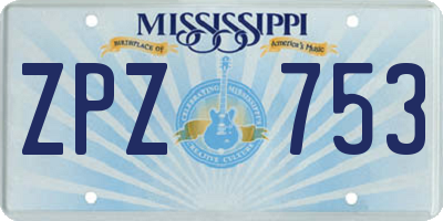 MS license plate ZPZ753