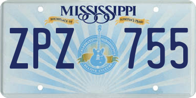 MS license plate ZPZ755