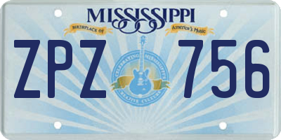MS license plate ZPZ756