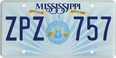 MS license plate ZPZ757