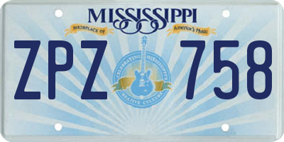 MS license plate ZPZ758