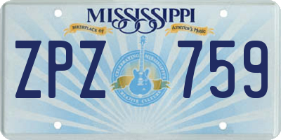 MS license plate ZPZ759