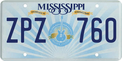 MS license plate ZPZ760