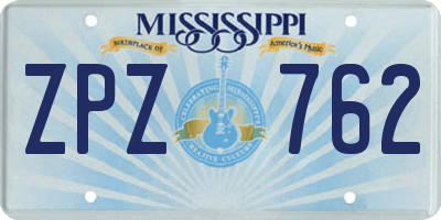 MS license plate ZPZ762