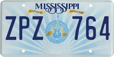 MS license plate ZPZ764