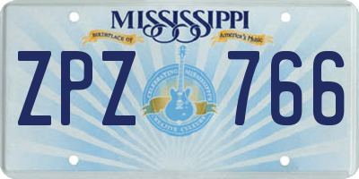 MS license plate ZPZ766