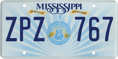 MS license plate ZPZ767