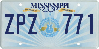 MS license plate ZPZ771