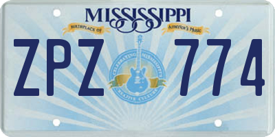 MS license plate ZPZ774
