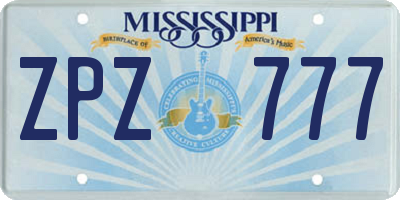 MS license plate ZPZ777