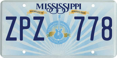 MS license plate ZPZ778