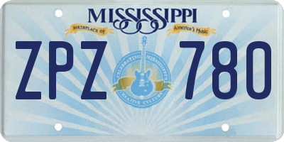 MS license plate ZPZ780