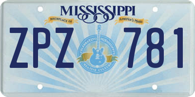 MS license plate ZPZ781