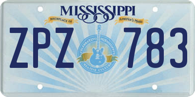 MS license plate ZPZ783