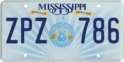 MS license plate ZPZ786