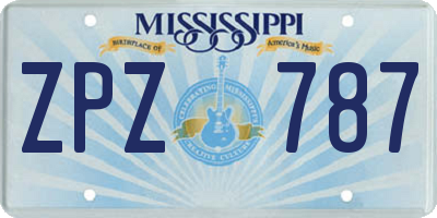 MS license plate ZPZ787