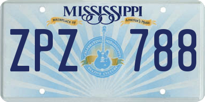 MS license plate ZPZ788