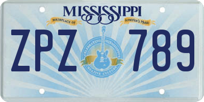 MS license plate ZPZ789