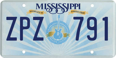 MS license plate ZPZ791