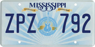 MS license plate ZPZ792