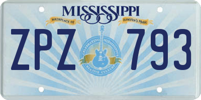 MS license plate ZPZ793